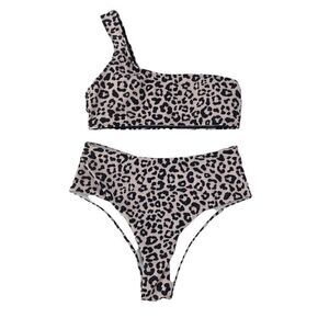 Animal Print Bikini One Shoulder High Waist Cheeky Size Small Swimsuit White